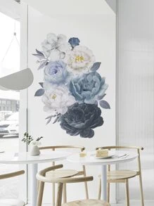 1pc Flower Print Wall Sticker, Modern Floral Print PVC Wall Decal For Home Decoration - Multicolor - View 6