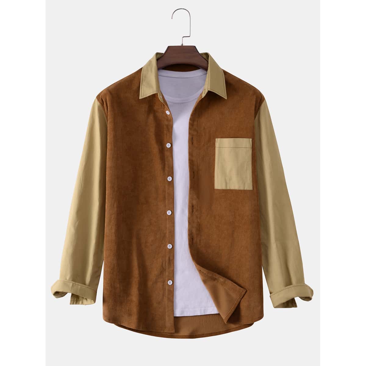 

Guys Colorblock Corduroy Shacket, Multicolor
