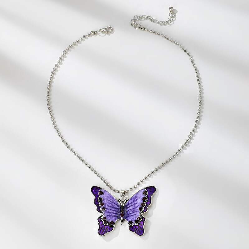 

Butterfly Pendant Necklace, Purple