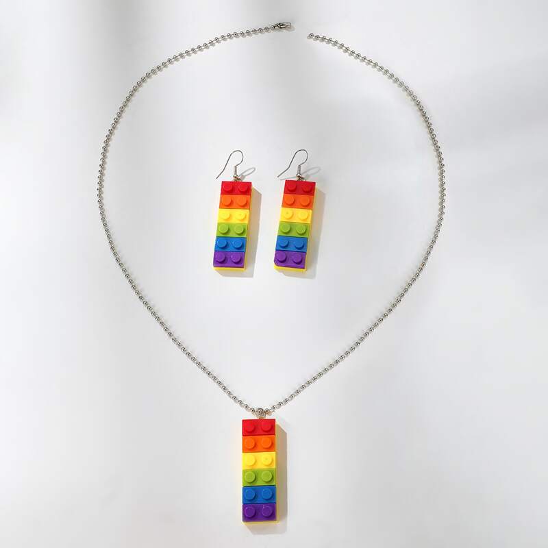 

Rainbow Lego Jewelry Set, Multicolor