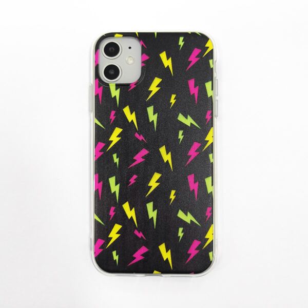 

1pc Lightning Print iPhone Case, Black