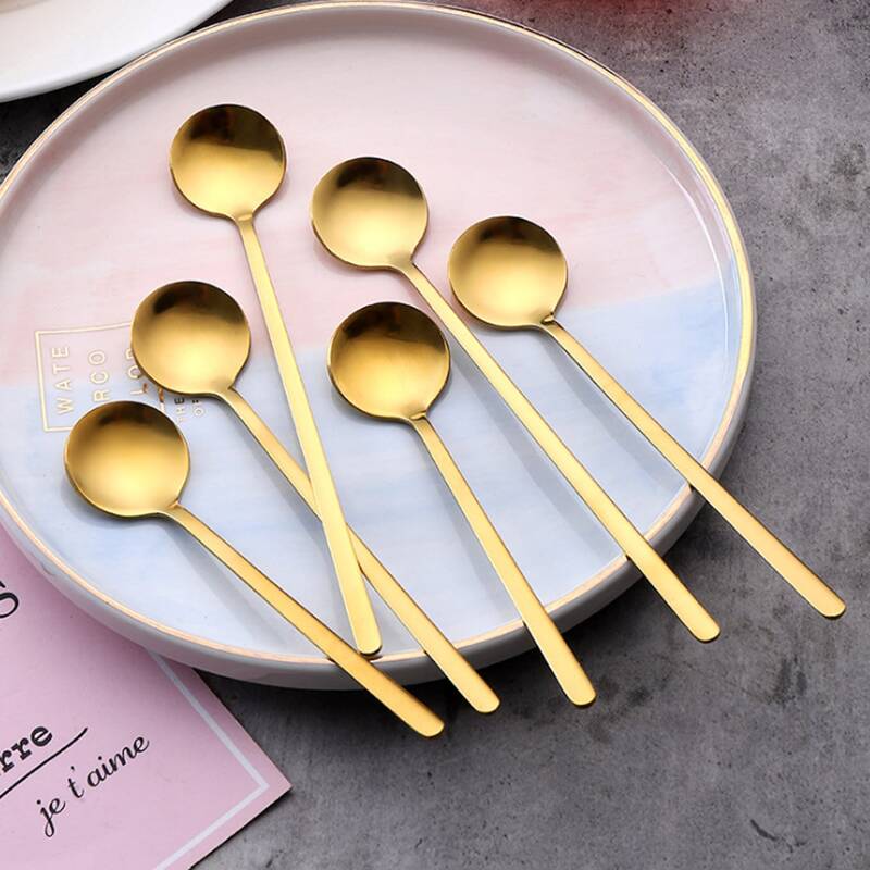 

2pcs Stainless Steel Spoon, Gold