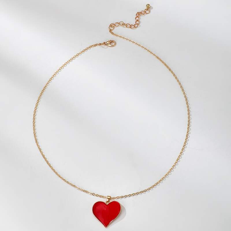 

Heart Pendant Necklace, Red