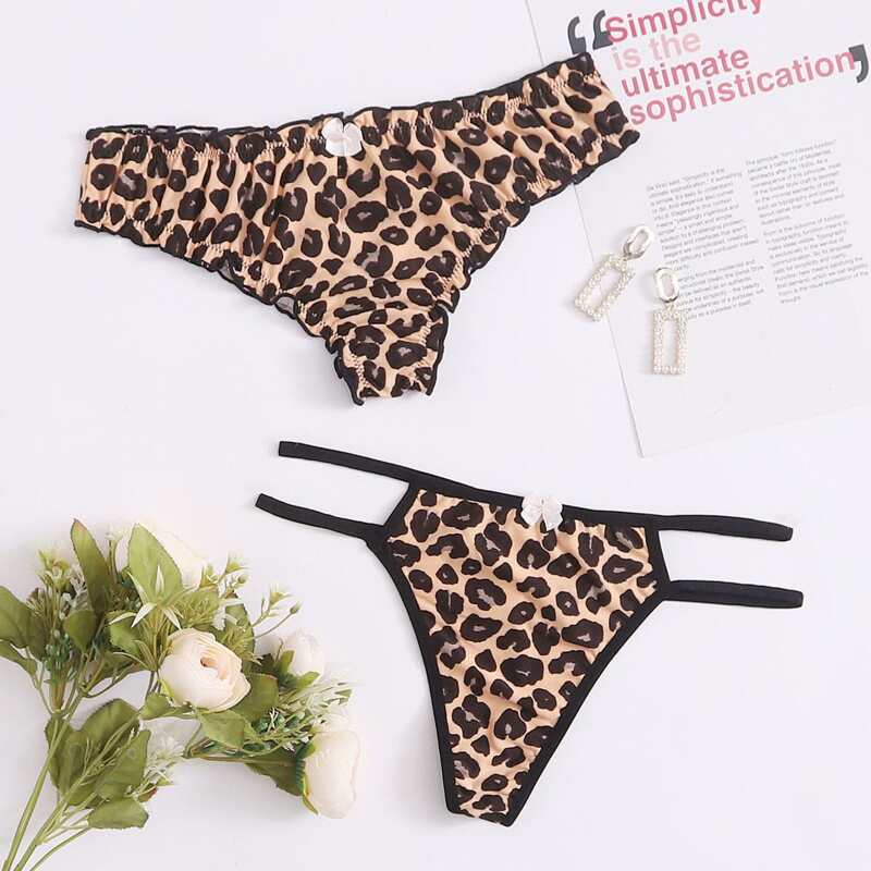 

2pack Leopard Cut-out Panty Set, Multicolor