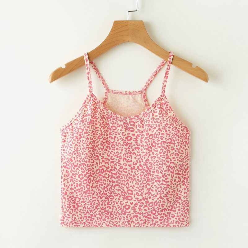 

All Over Print Crop Cami Top, Pastel baby pink