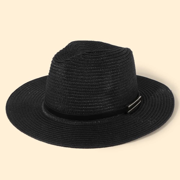 

Men Plain Straw Hat, Black
