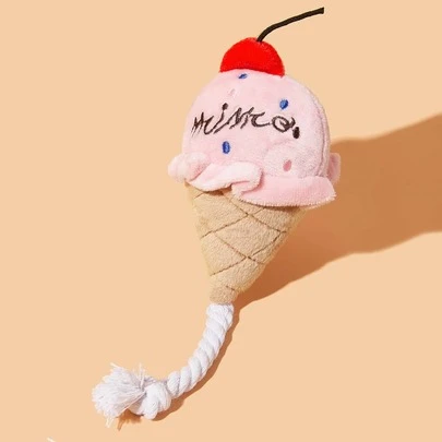 1 件粉色毛绒绳冰淇淋，适合爱狗人士和狗妈妈喜爱缓解压力、牙齿清洁、猫/狗爱好者礼物和狗/猫妈妈喜爱的宠物咬玩具，适合爱狗人士和狗妈妈喜爱的日常使用