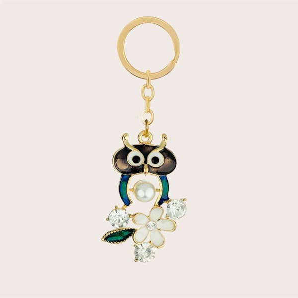 

Owl Charm Keychain, Black