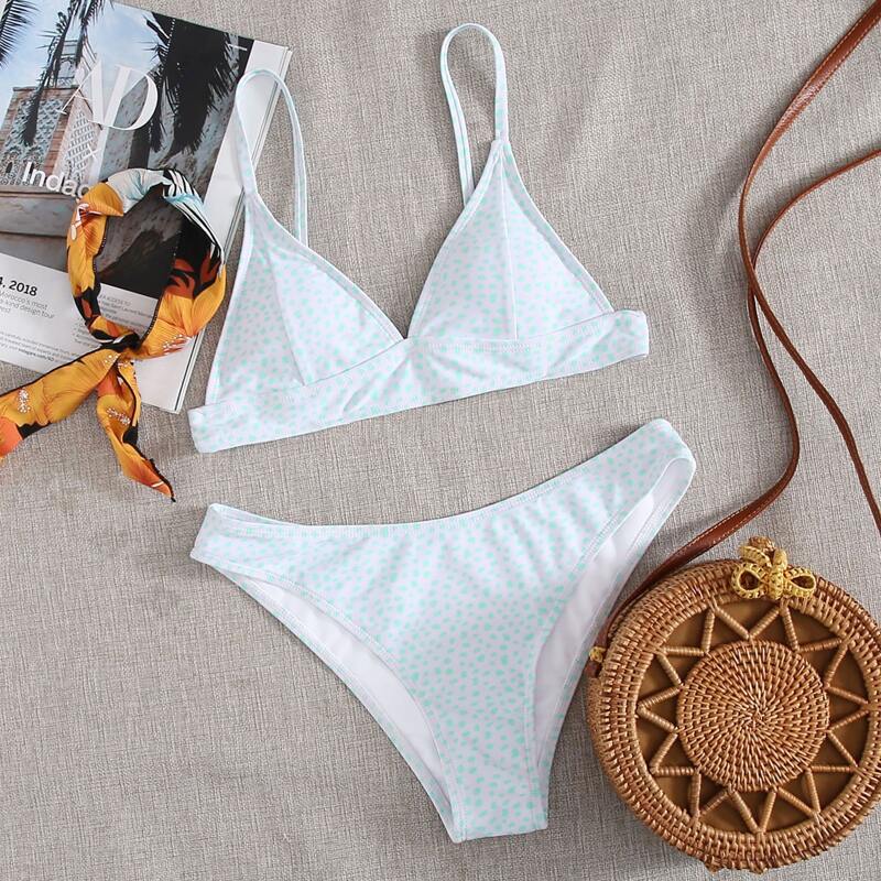 

Dalmatian Triangle Bikini Swimsuit, Mint green