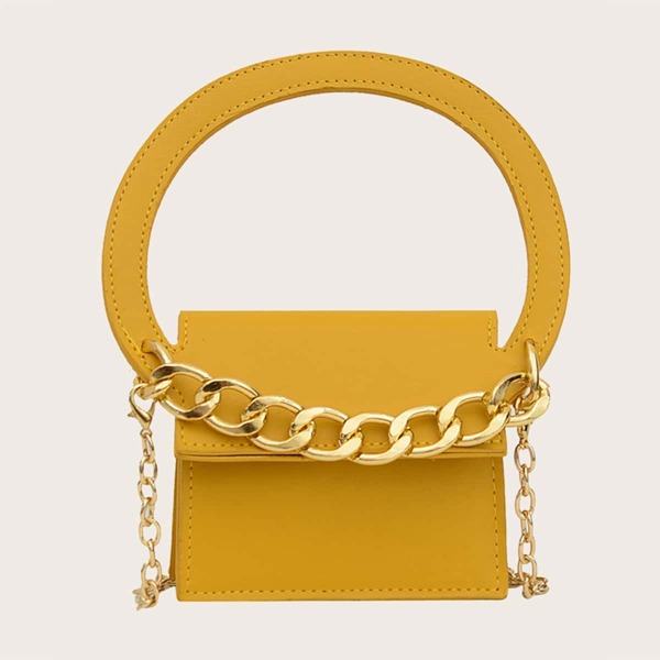 

Girls Chain Decor Satchel Bag, Yellow