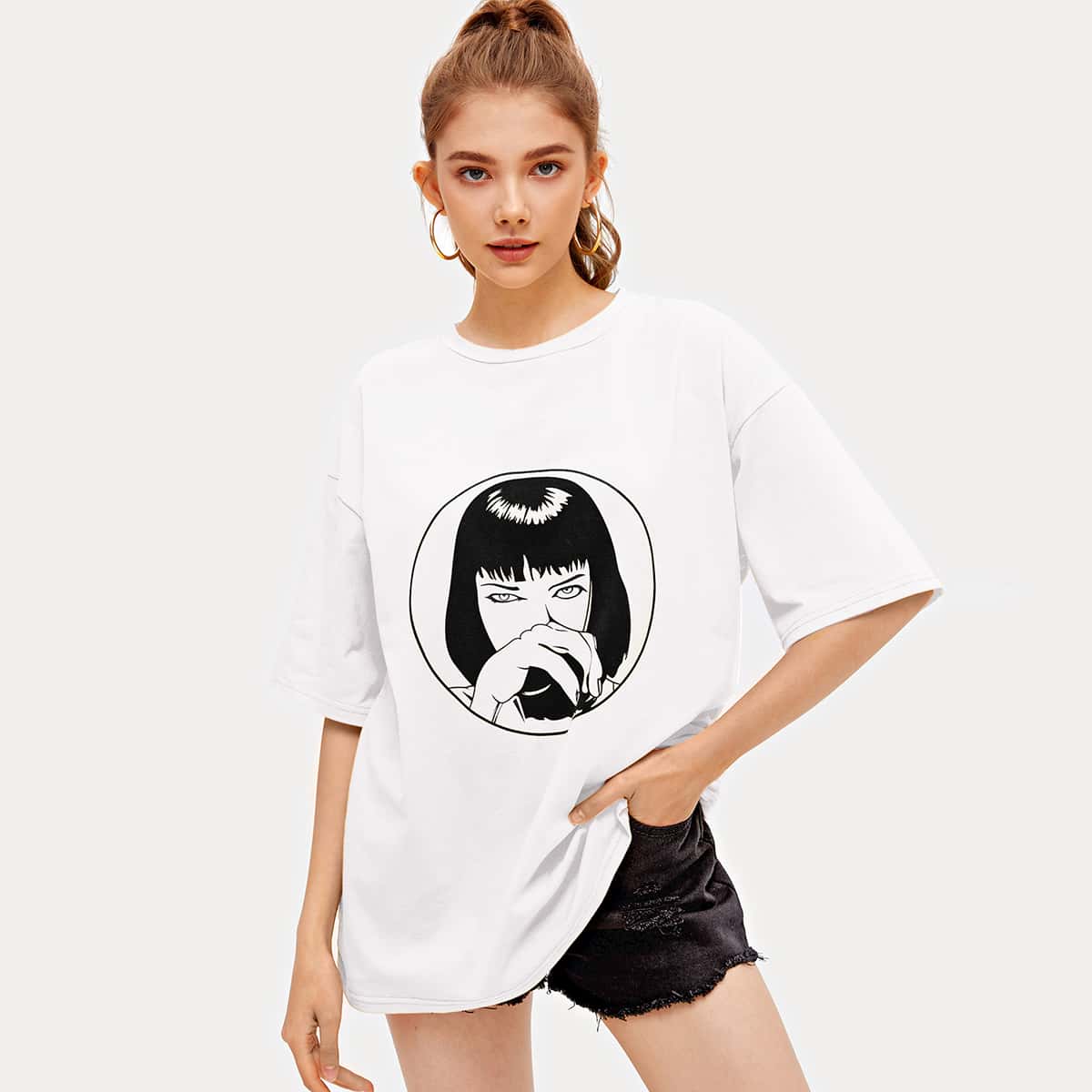 

Figure Graphic Oversized Tee, White