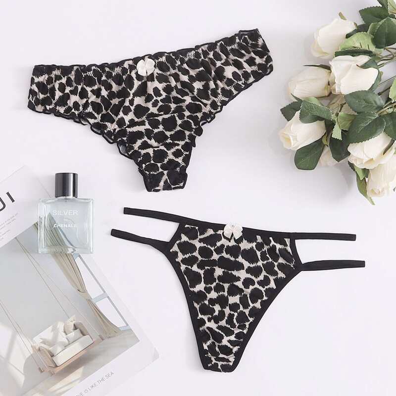 

2pack Leopard Cut-out Panty Set, Black