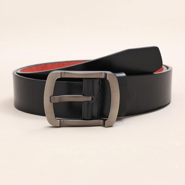 

Men Metal Buckle PU Leather Belt, Black