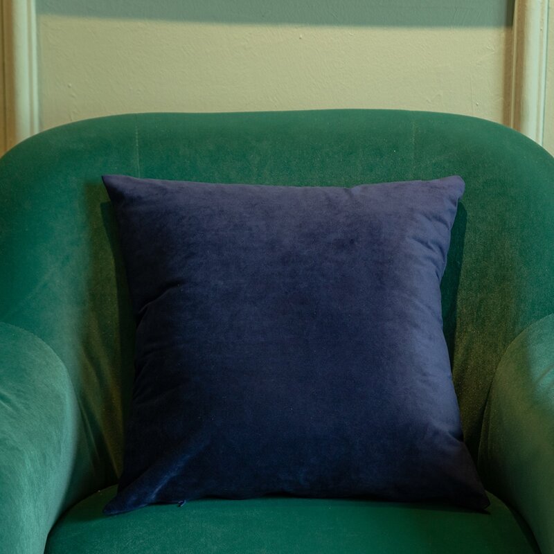

1pc Solid Flannel Cushion Cover Without Filler, Navy blue