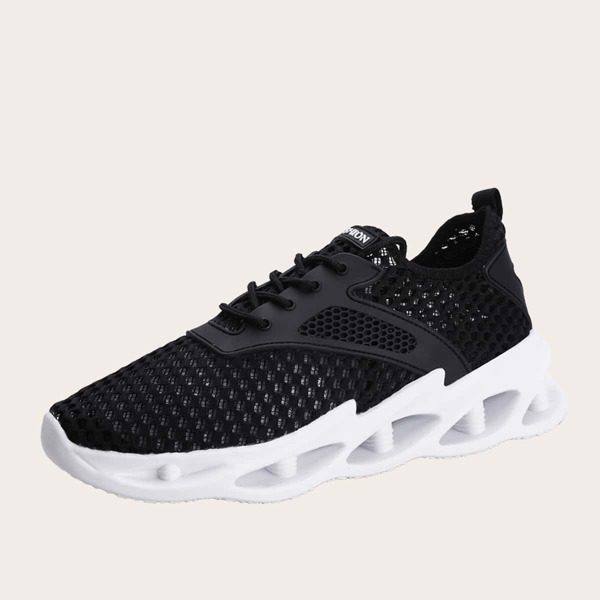 

Men Lace-up Front Hollow Out Sneakers, Black
