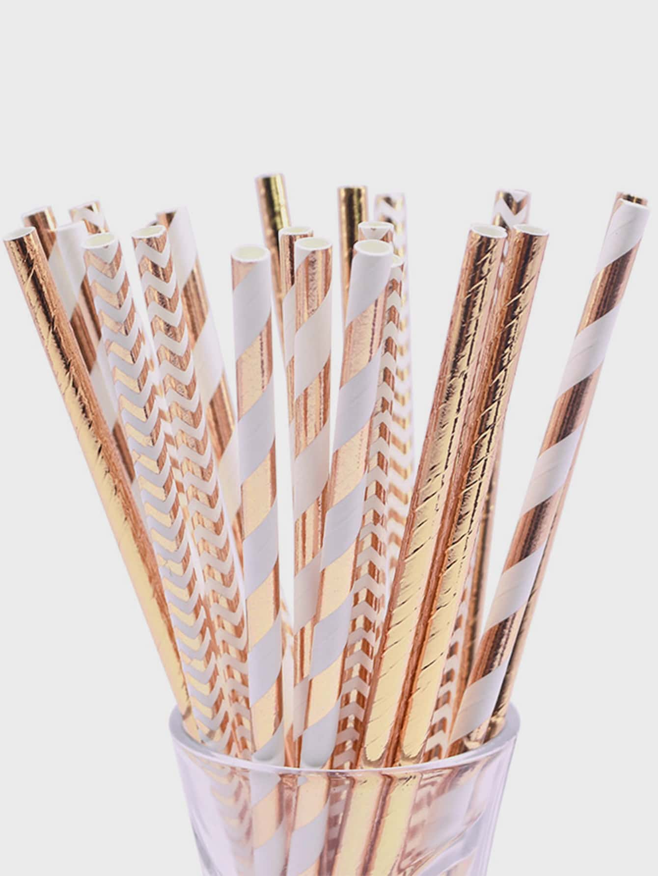 100入組一次性紙吸管 - 彩色 - 查看 1