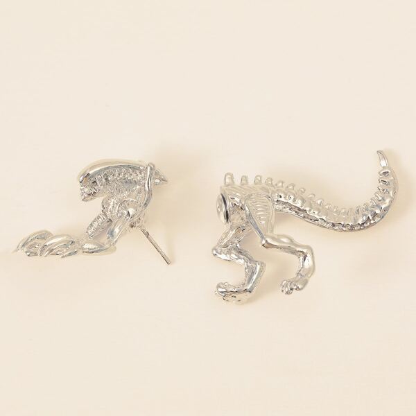 

1pc Men Dinosaur Piercing Earring Jacket, Silver
