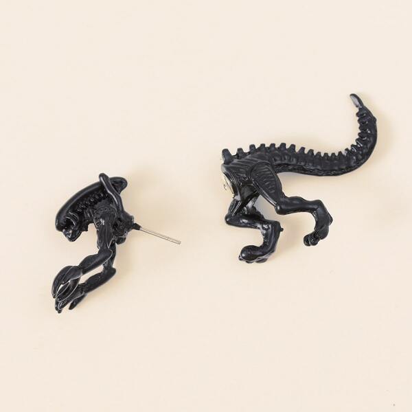 

1pc Men Dinosaur Piercing Earring Jacket, Black