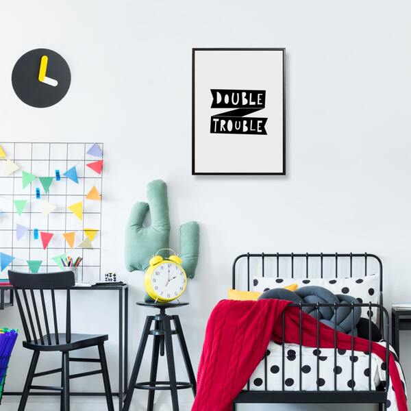 

Letter Graphic Wall Painting Without Frame, Black and white