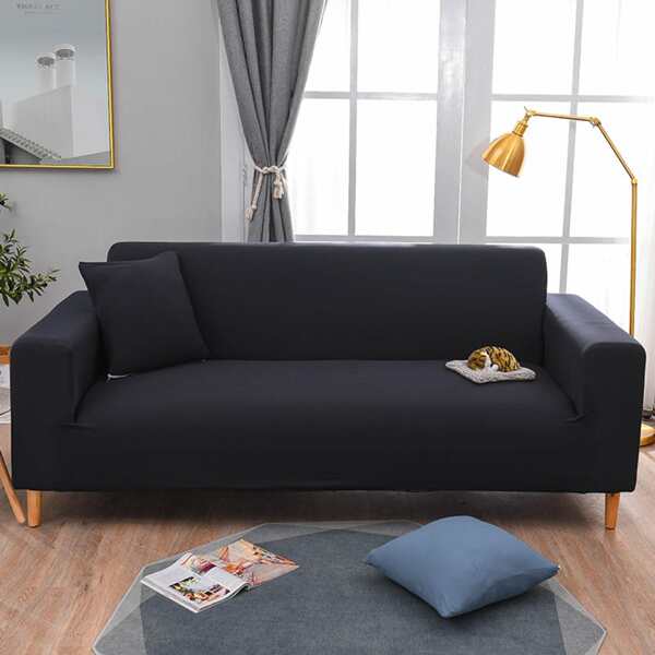 

Solid Stretchy Sofa Cover Without Cushion, Black
