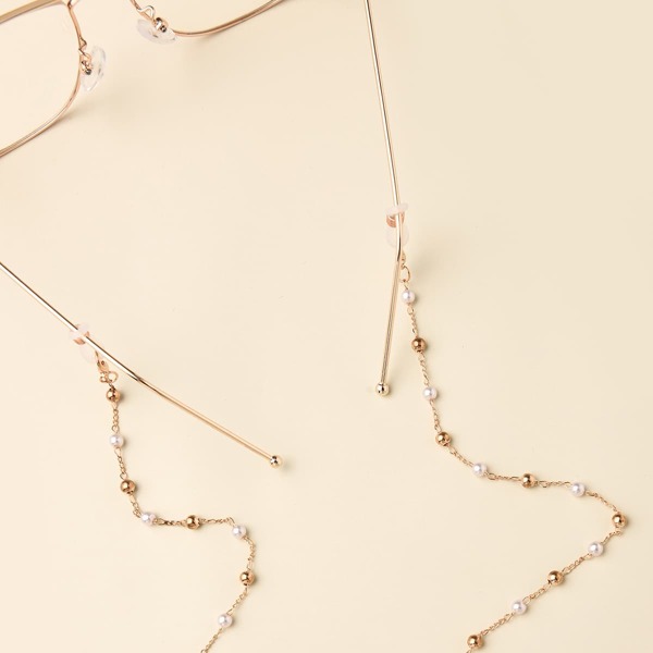

Faux Pearl Decor Glasses Chain, Gold