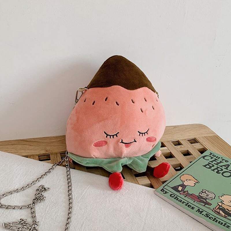 

Cartoon Peach Crossbody Bag, Multicolor