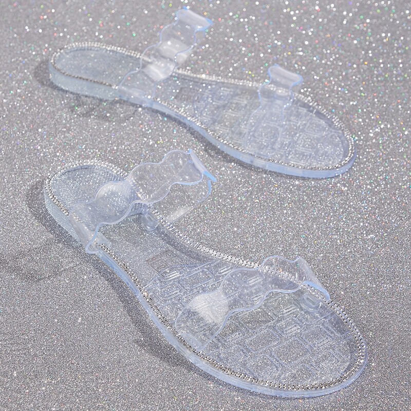 

Rhinestone Detail Clear Slides