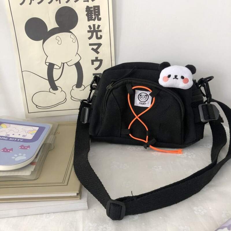 

Cartoon Panda Crossbody Bag, Black