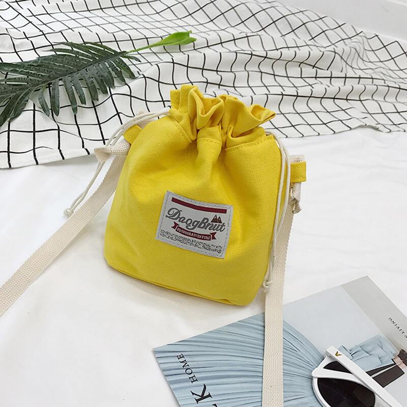 

Letter Graphic Canvas Bucket Bag, Yellow