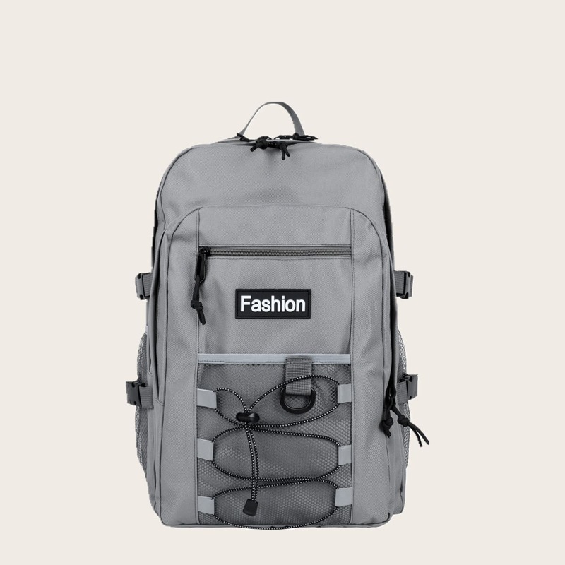 

Guys Letter Patch Large Capacity Backpack, Grey