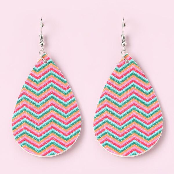 

Chevron Pattern Water Drop Earrings, Multicolor