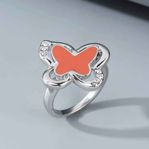 

Rhinestone Butterfly Ring, Orange
