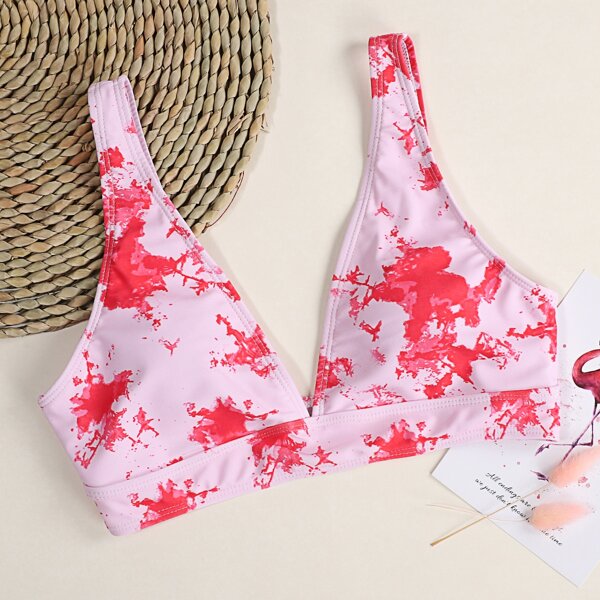 

Tie Dye Bikini Top, Pastel baby pink
