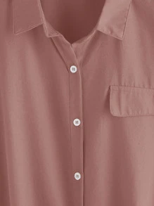 SHEIN LUNE 大碼蝙蝠袖弧形下擺襯衫 - 藕粉色 - 查看 3