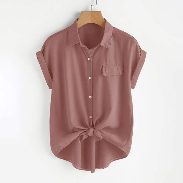 

Plus Batwing Sleeve Dip Hem Blouse, Dusty pink
