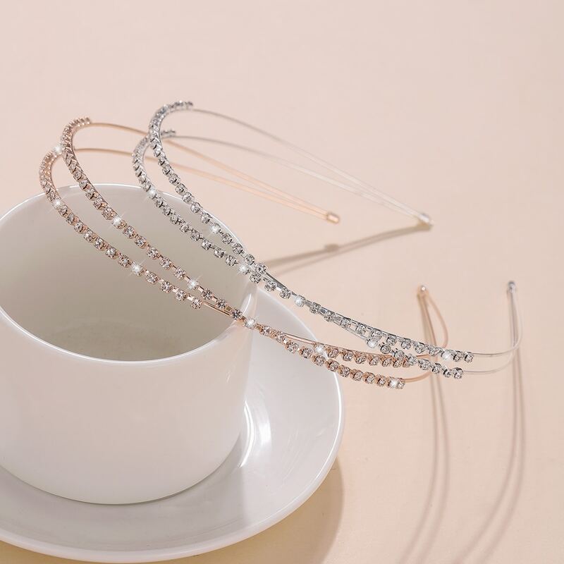 

2pcs Double-layer Diamond Headband, Multicolor