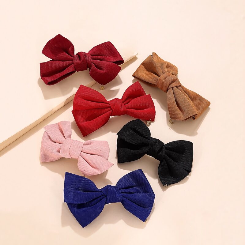 

6pcs Bow Fabric Hair Clip, Multicolor
