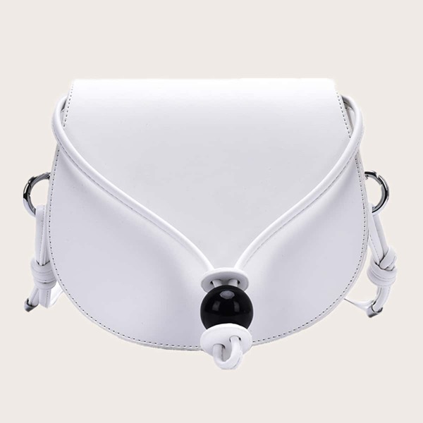 

Bead Decor Saddle Bag, White