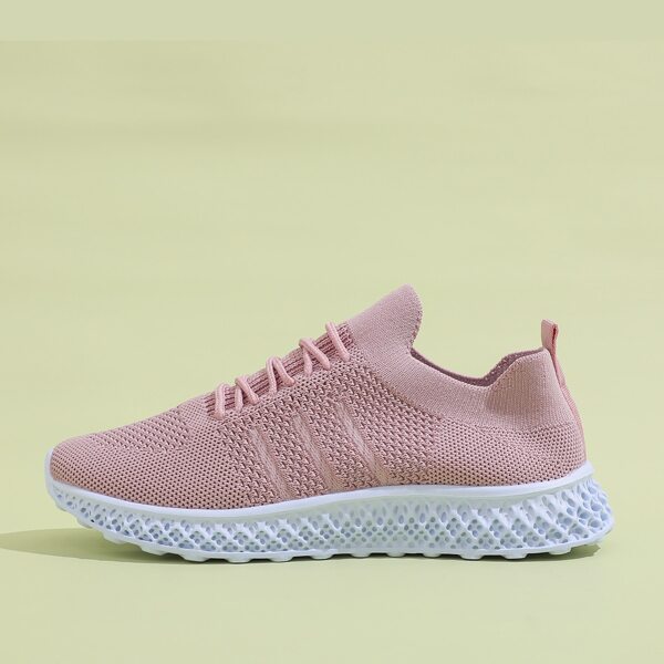 

Minimalist Lace-up Front Knit Slip On Sneakers, Pink