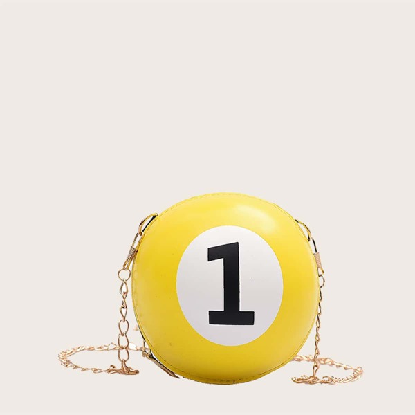 

Girls Round Ball Shaped Chain Bag, Yellow