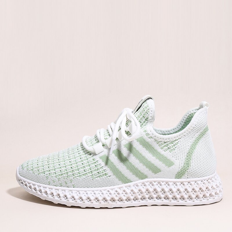 

Lace-up Front Striped Graphic Knit Sneakers, Green