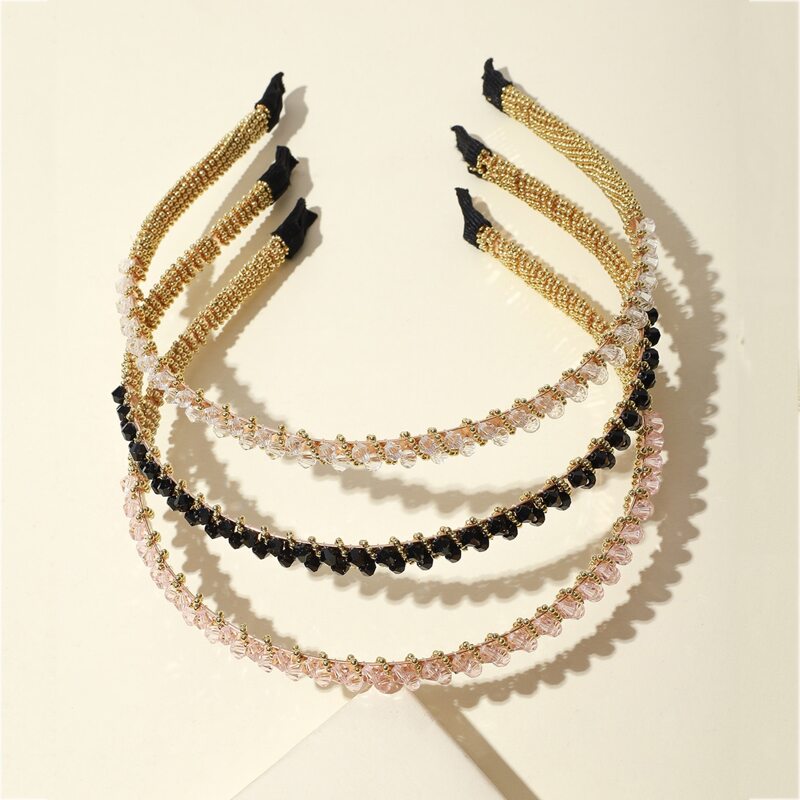 

3pcs Cross Beads Diamond Headband, Multicolor