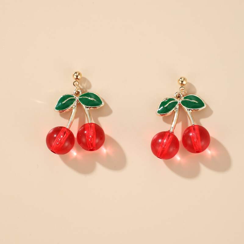 

Metal Dropping Earrings, Red