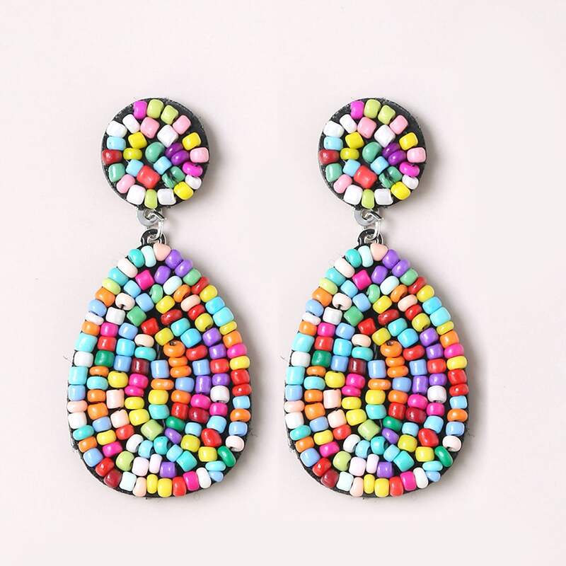 

Color Beads Dropping Earrings, Multicolor