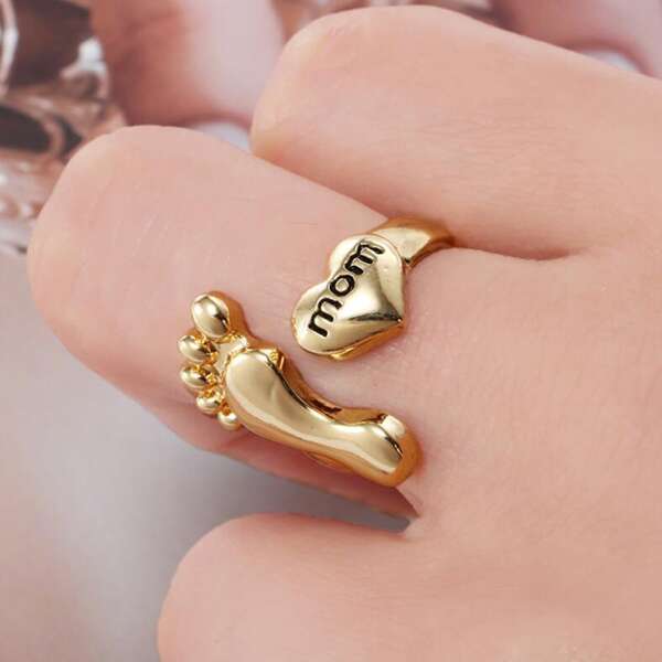 

Heart Feet Open Ring, Gold