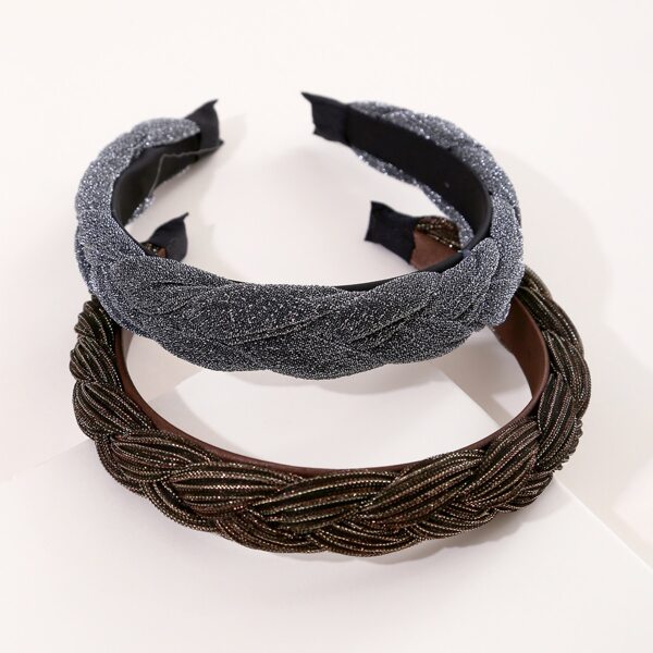 

2pcs Netted Braided Headband, Multicolor