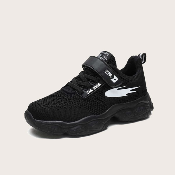 

Girls Lace-up Front Knit Sneakers, Black