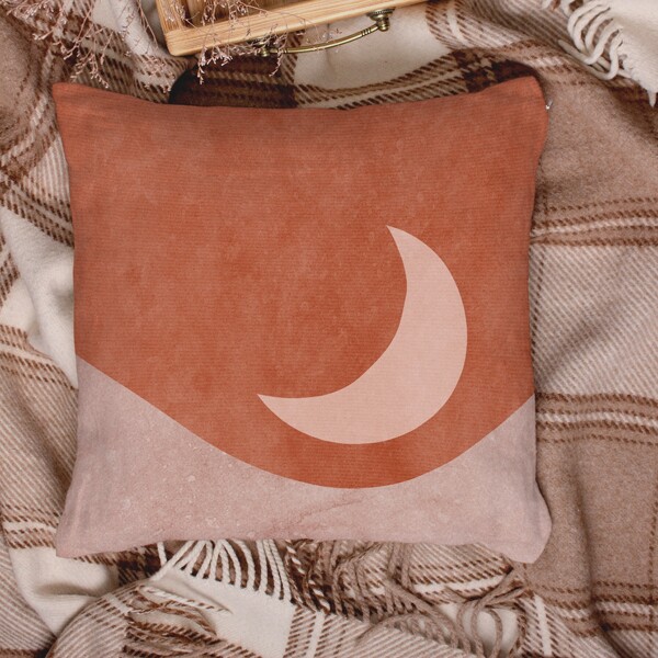 

1pc Moon Print Cushion Cover Without Filler, Multicolor