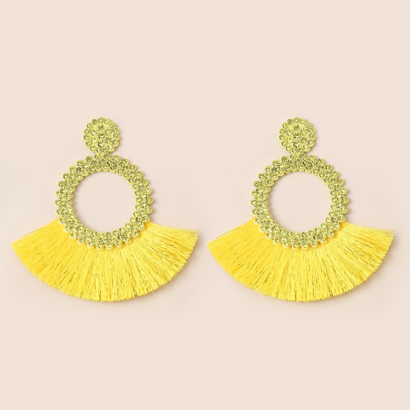 

Rhinestone Tassel Earrings, Yellow