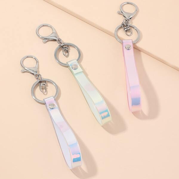 

3pcs Holographic Strap Charm Keychain, Clear